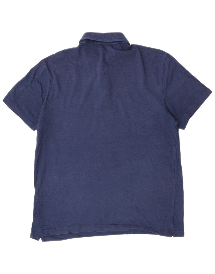 Massimo Dutti Mens Polo Shirt Large Blue Cotton