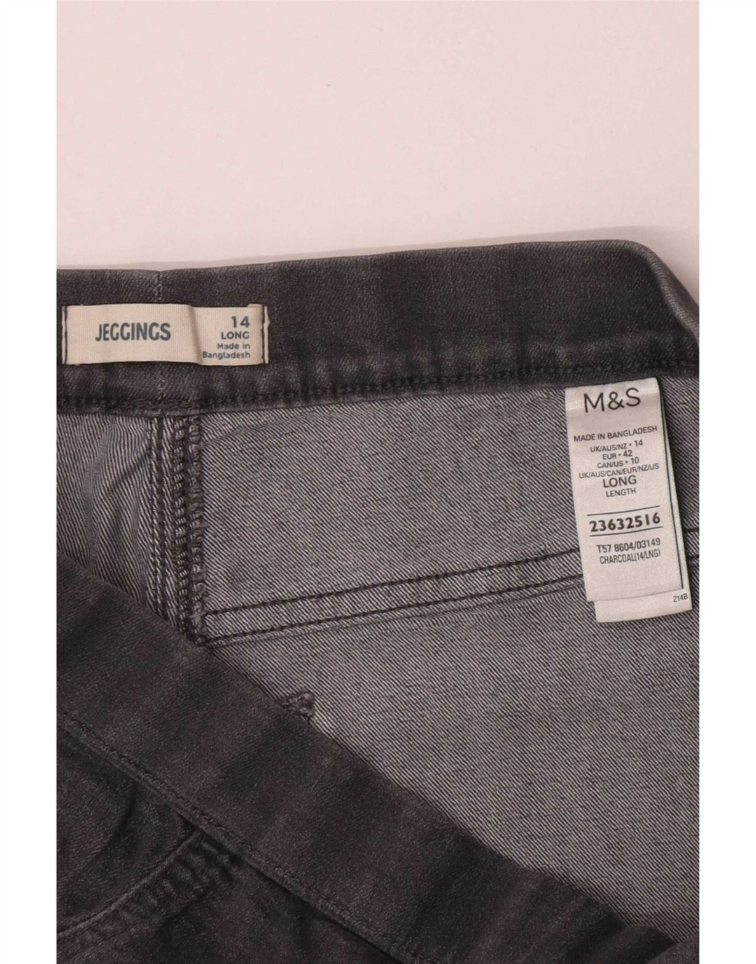 Marks & Spencer Jean Jegging Femme UK 14 Moyen W30 L29 Coton Gris