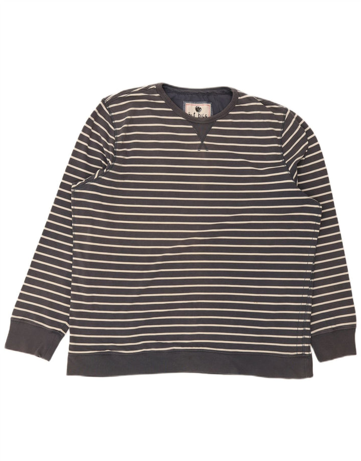 Sudadera para hombre Fat Face Jumper 2XL Algodón a rayas gris