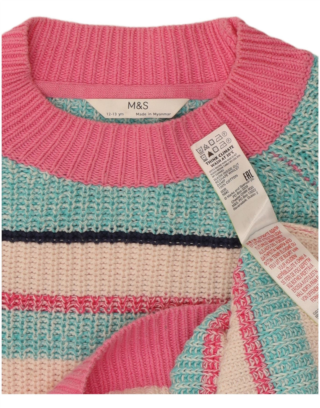 Marks & Spencer Girls Crew Neck Jumper Sweater 12-13 Years Multicoloured