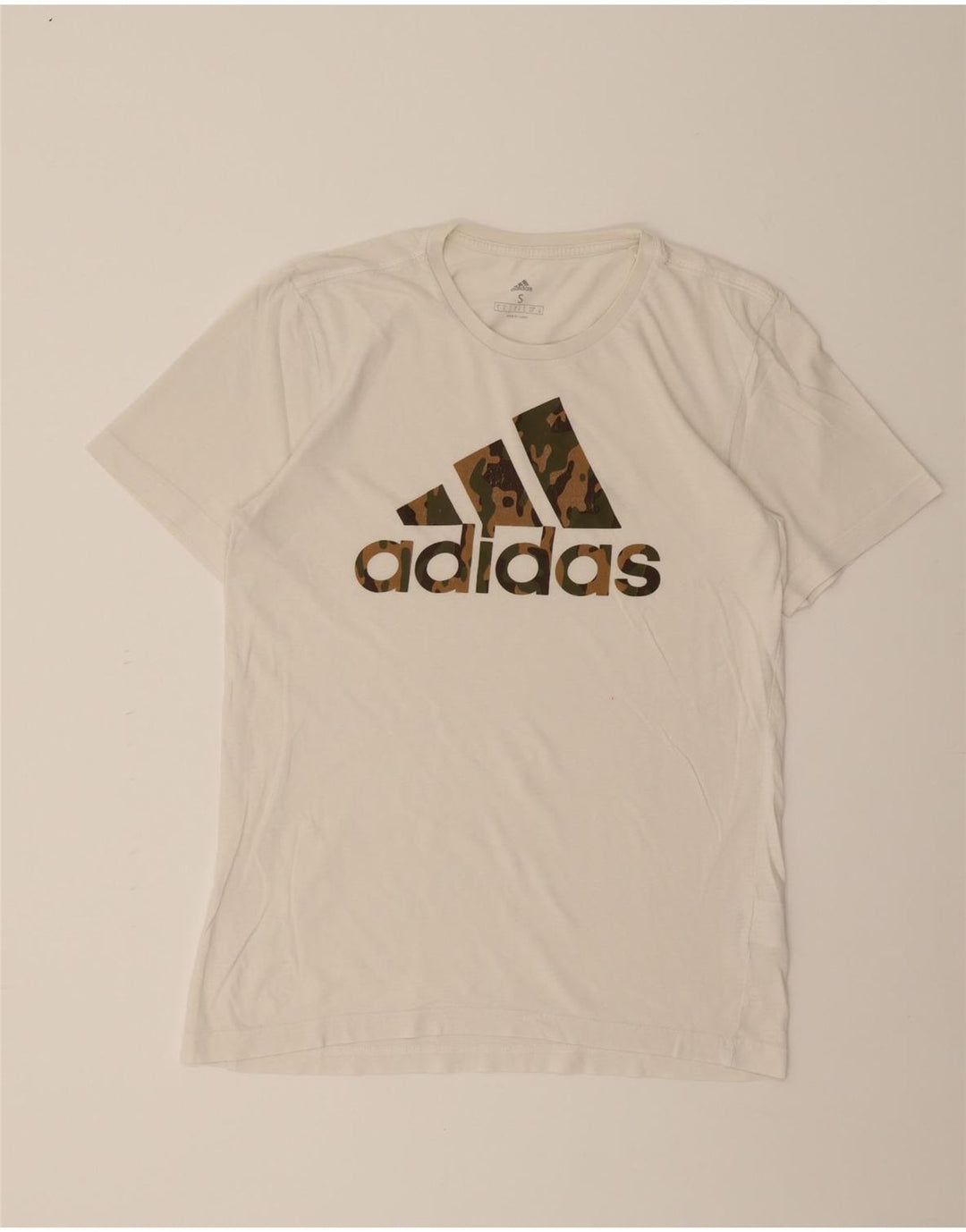 ADIDAS Mens Graphic T-Shirt Top Small White Cotton Vintage Adidas and Second-Hand Adidas from Messina Hembry 