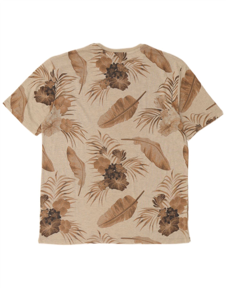 Zara Mens Graphic T-Shirt Top XL Beige Floral Polyester