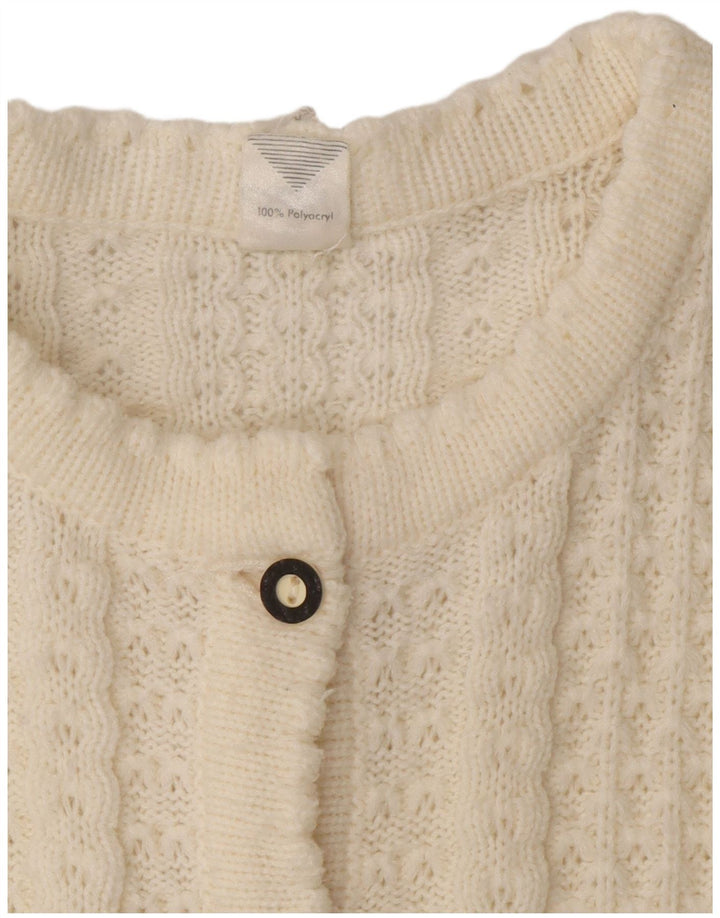 Vintage Womens Cardigan Sweater UK 16 Large White Polyacrylic
