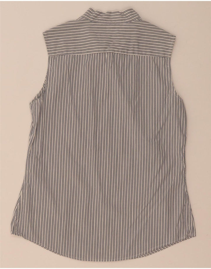 Tommy Hilfiger Womens Sleeveless Front Tie Shirt US 8 Medium Grey Pinstripe