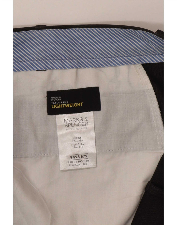 Мужские прямые костюмные брюки Marks & Spencer W38 L31 серые из полиэстера