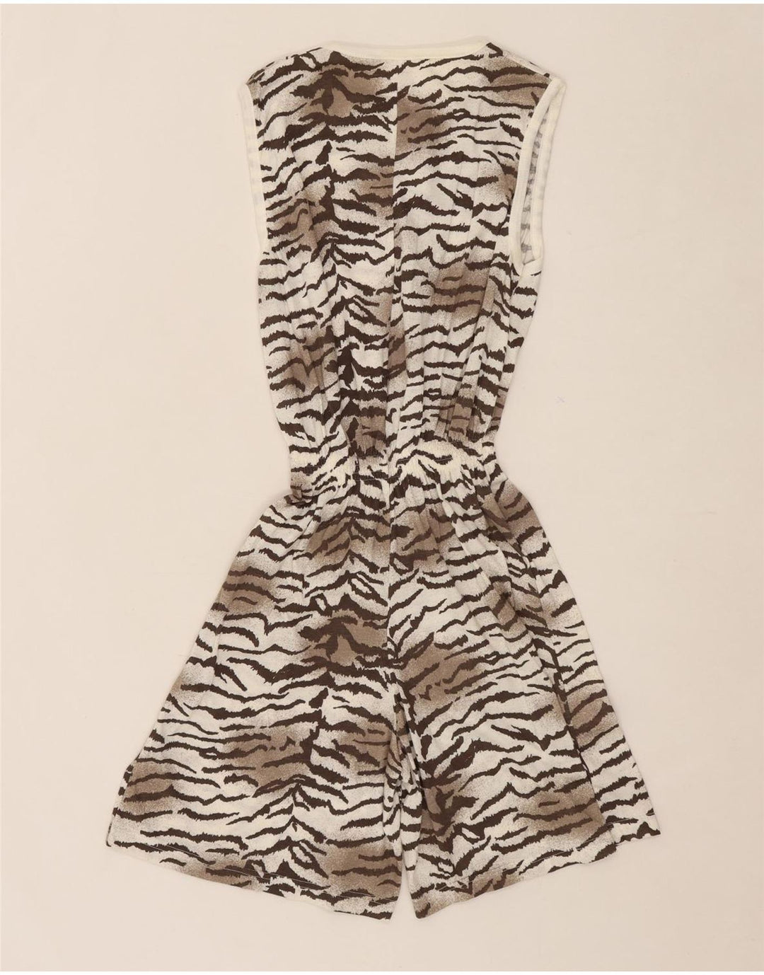 VINTAGE Womens Playsuit UK 8 Small  Grey Animal Print Vintage Vintage and Second-Hand Vintage from Messina Hembry 