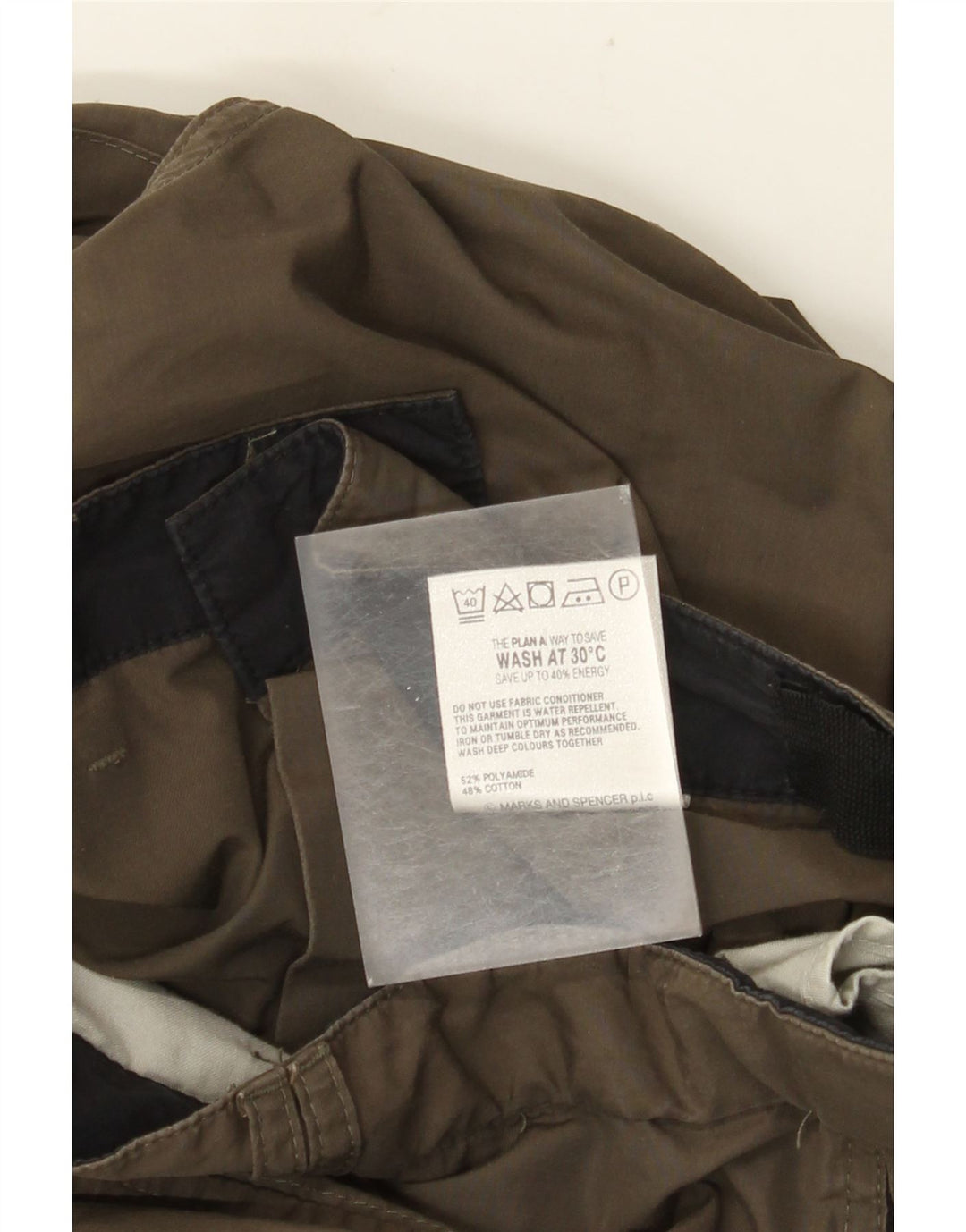 MARKS & SPENCER Mens Straight Cargo Trousers W40 L31 Green Polyamide