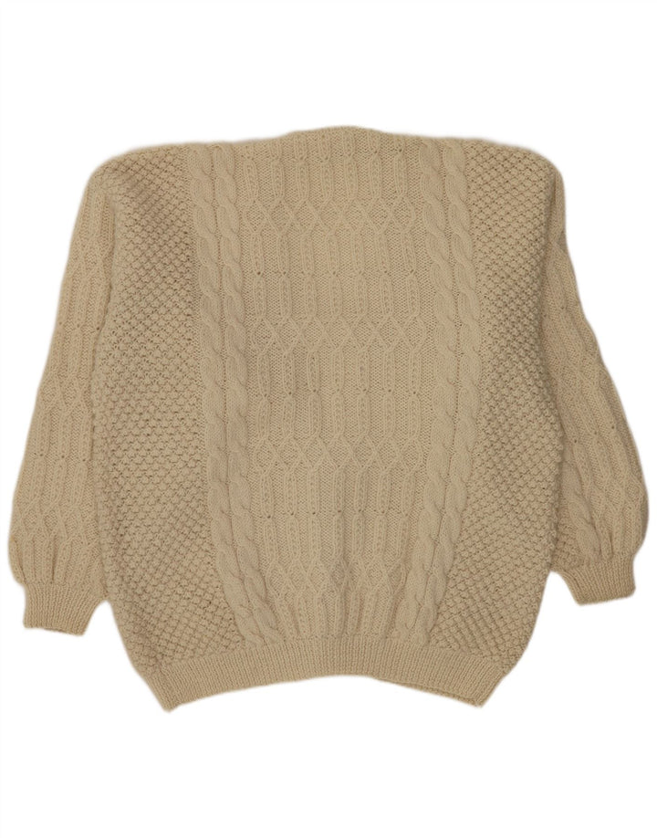Maglione cardigan da uomo vintage XL bianco sporco