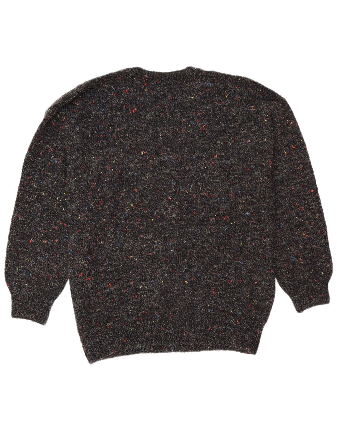 Vintage Mens Crew Neck Jumper Sweater Large Black Flecked