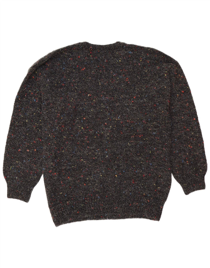 Vintage Mens Crew Neck Jumper Sweater Large Black Flecked