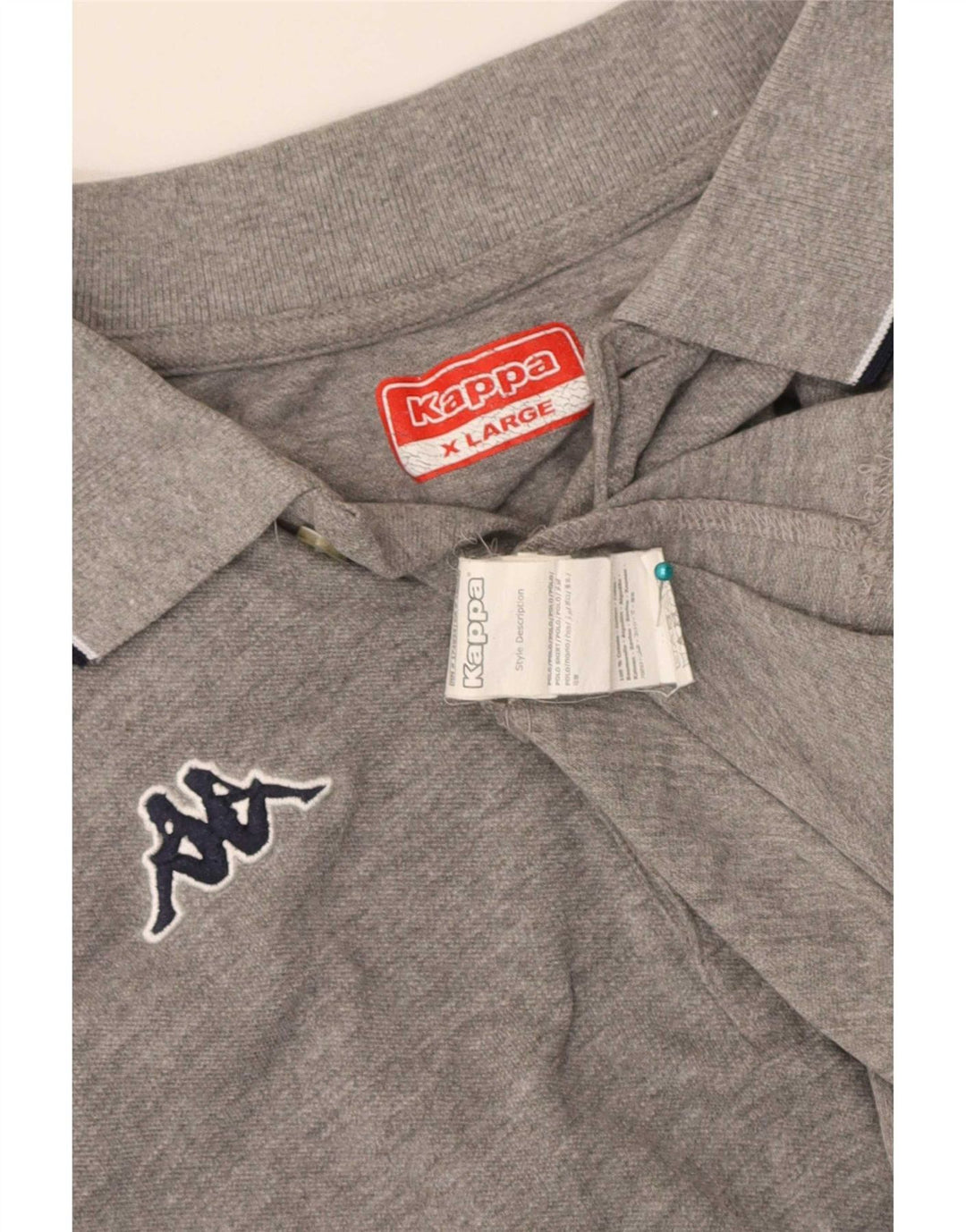 Kappa Mens Polo Shirt XL Grey Striped Cotton