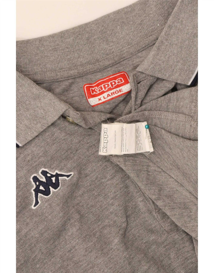 Kappa Mens Polo Shirt XL Grey Striped Cotton
