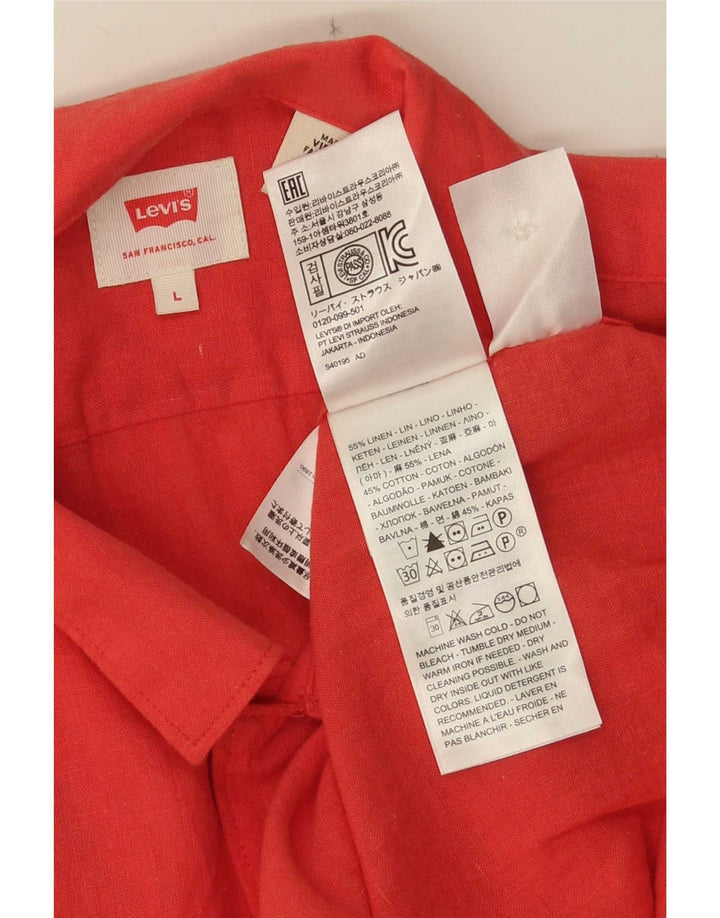 Levi's Mens Short Sleeve Shirt Large Red Linen