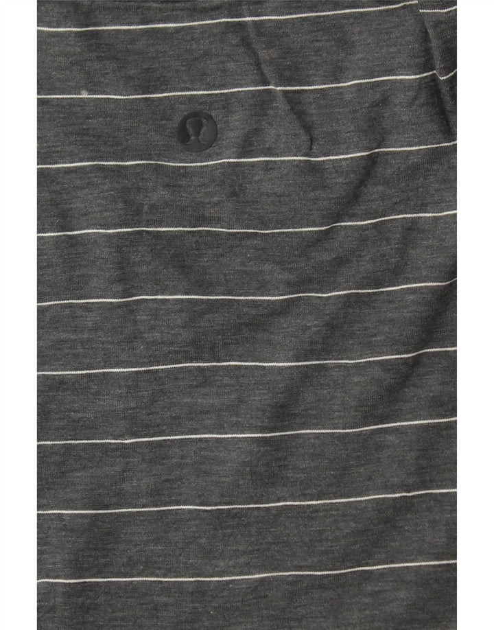 LULULEMON Dame T-Shirt Top UK 10 Små Grå Stribet