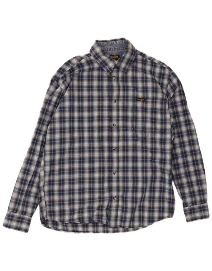 Cămașă pentru bărbați Wrangler, bumbac cu carouri, albastru bleumarin mediu