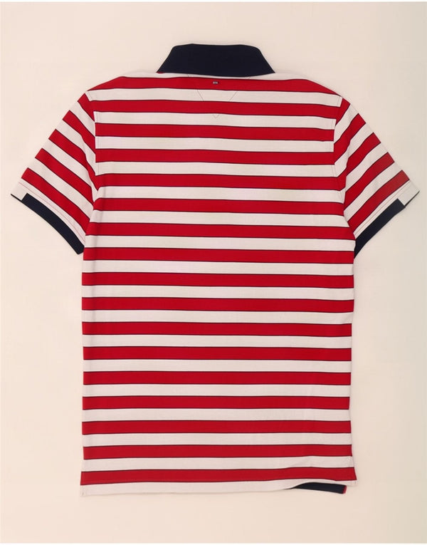 Polo da rugby da uomo Tommy Hilfiger in cotone a righe rosse medie