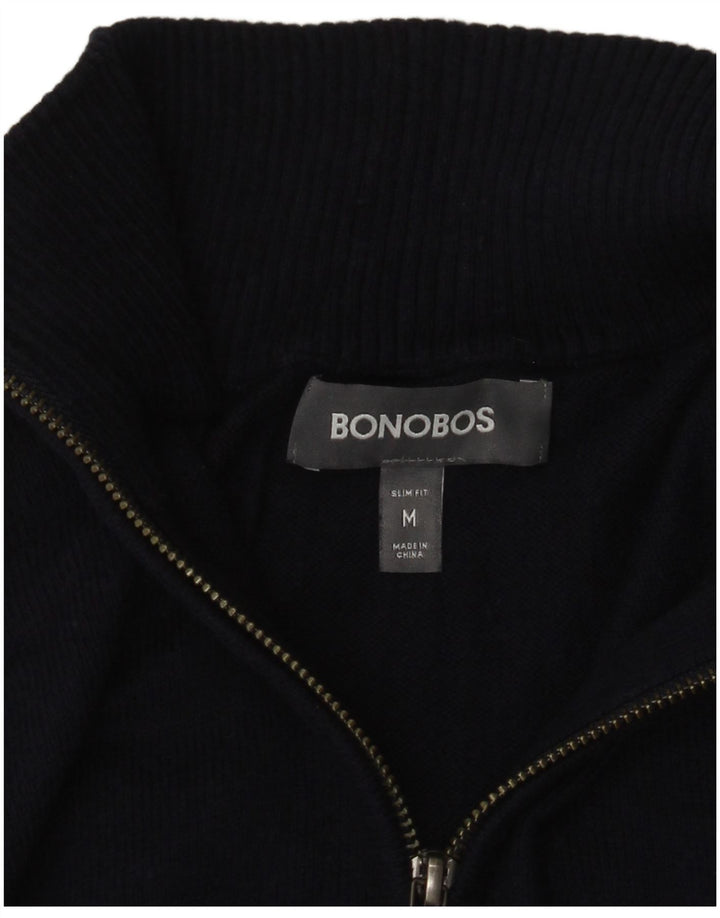 BONOBOS Herren-Pullover mit schmaler Passform und Reißverschluss am Hals, mittleres Marineblau