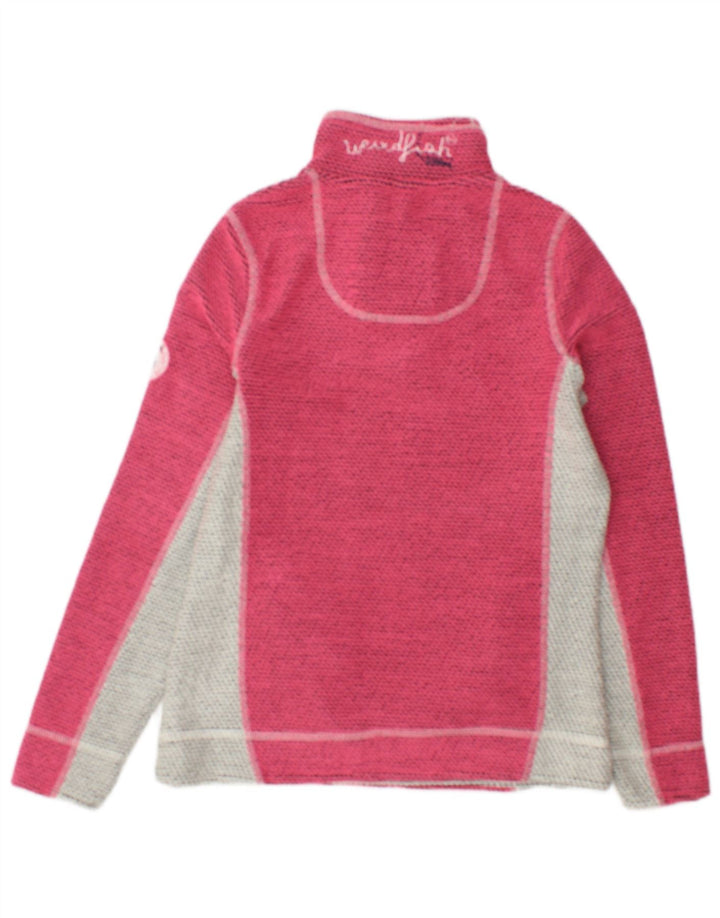 Weird Fish Womens Graphic Sweatshirt Jumper UK 8 Small Pink Colourblock