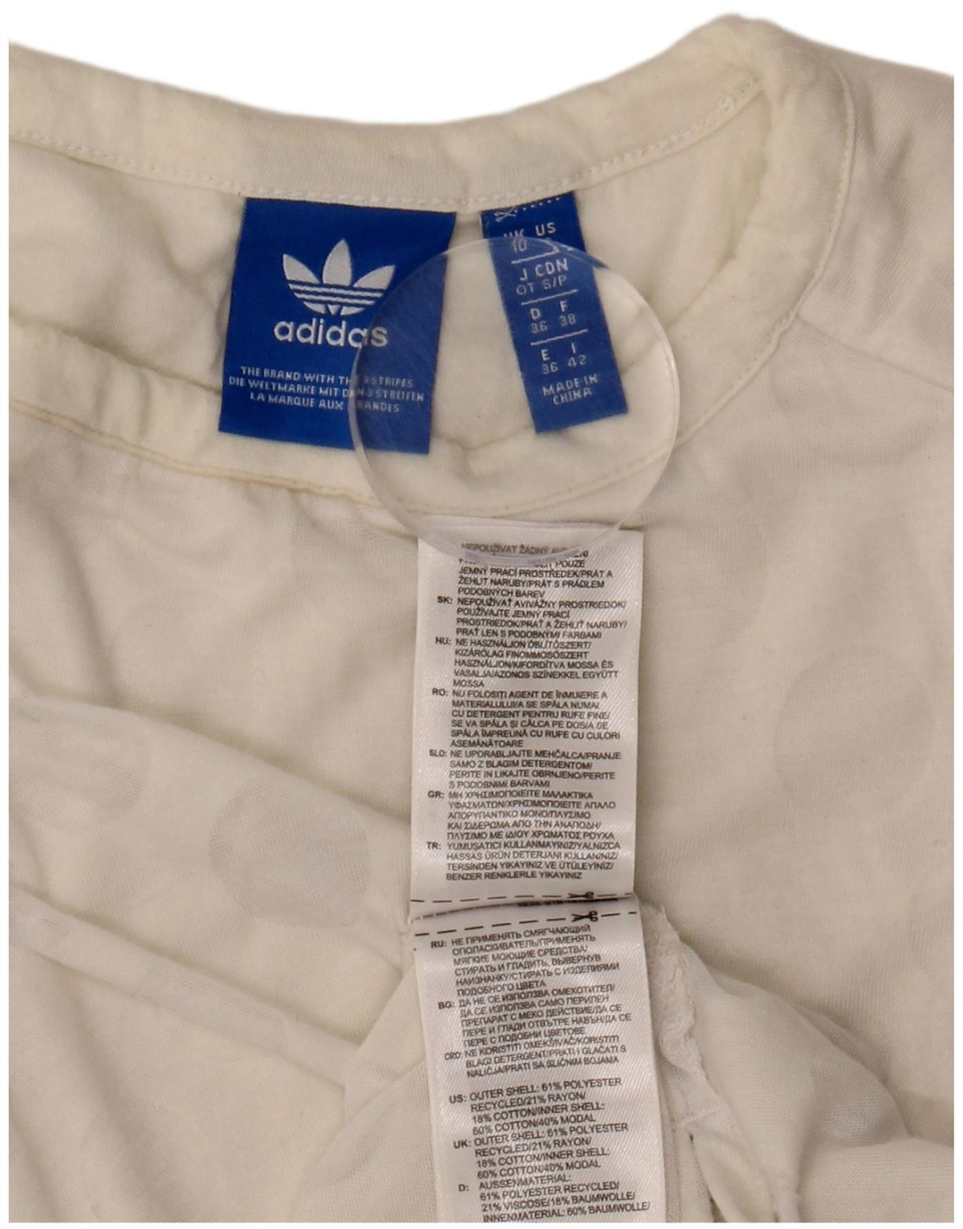 ADIDAS Womens Vest Top UK 10 Small White Geometric Polyester