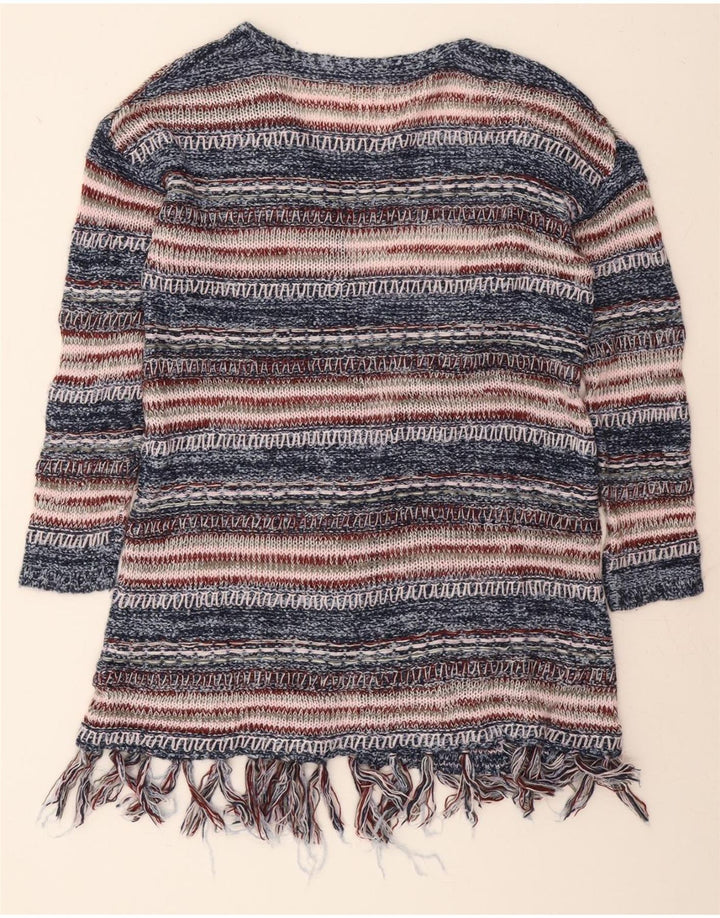 WRANGLER Womens Longline Cardigan Sweater UK 14 Medium Blue Striped Vintage Wrangler and Second-Hand Wrangler from Messina Hembry 