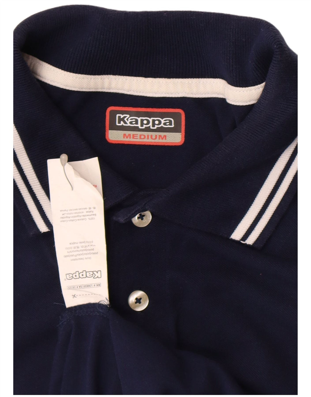 Kappa Mens Polo Shirt Medium Navy Blue Striped Cotton
