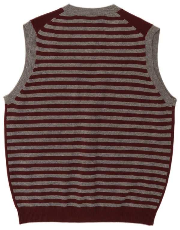 Pulover cardigan fără mâneci pentru bărbați Brooks Brothers, în dungi mari, bordeaux