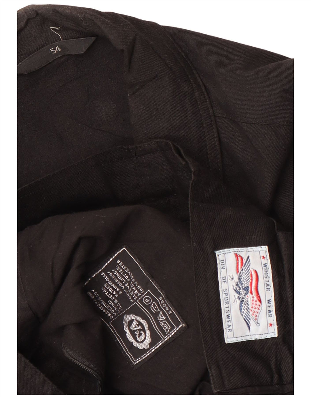 C & A Mens Military Bomber Jacket EU 54 2XL Black Cotton