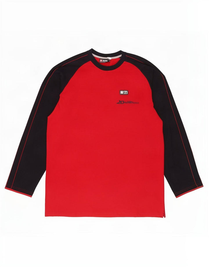 Lotto Mens Top Long Sleeve XL Red Colourblock Cotton