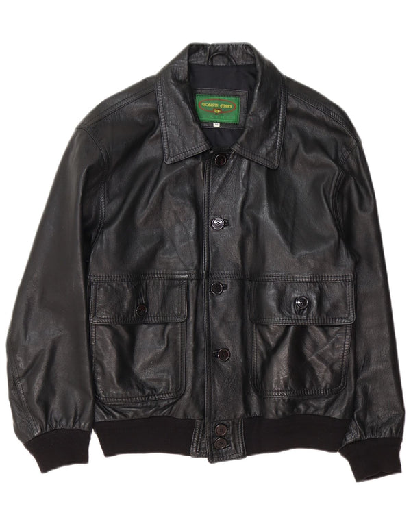 Roberta Ferrini Mens Leather Jacket IT 50 Large Black