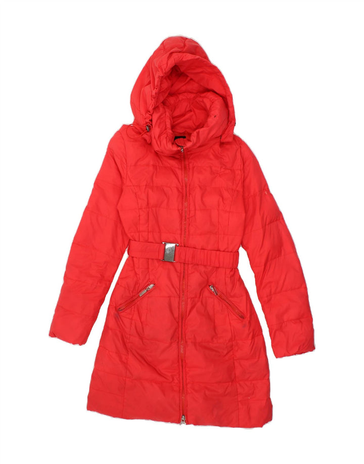 BENETTON Womens Hooded Padded Coat IT 40 Small Pink Nylon Vintage Benetton and Second-Hand Benetton from Messina Hembry 
