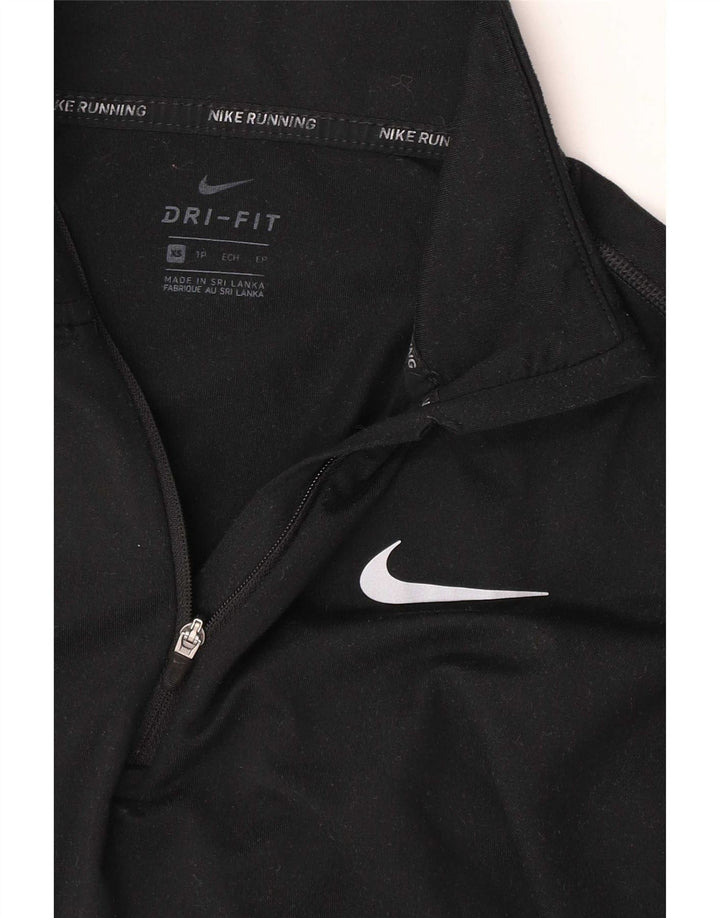 Nike Mens Dri Fit Zip Neck Top Long Sleeve XS Black