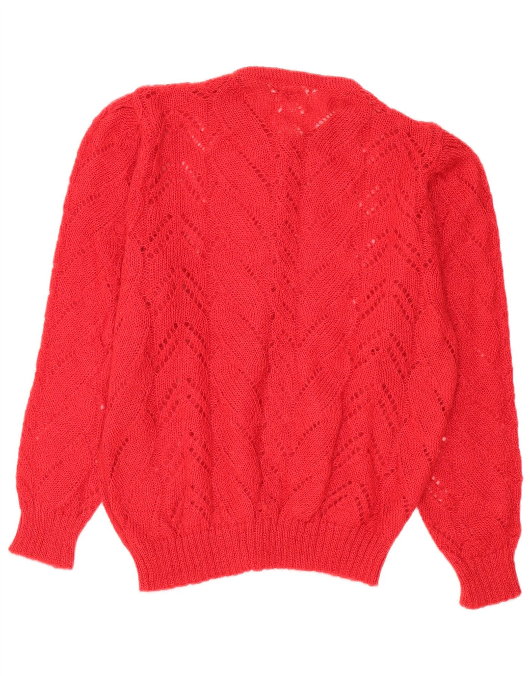 Vintage Womens See Through Oversized Cardigan Sweater UK 14 Medium Red