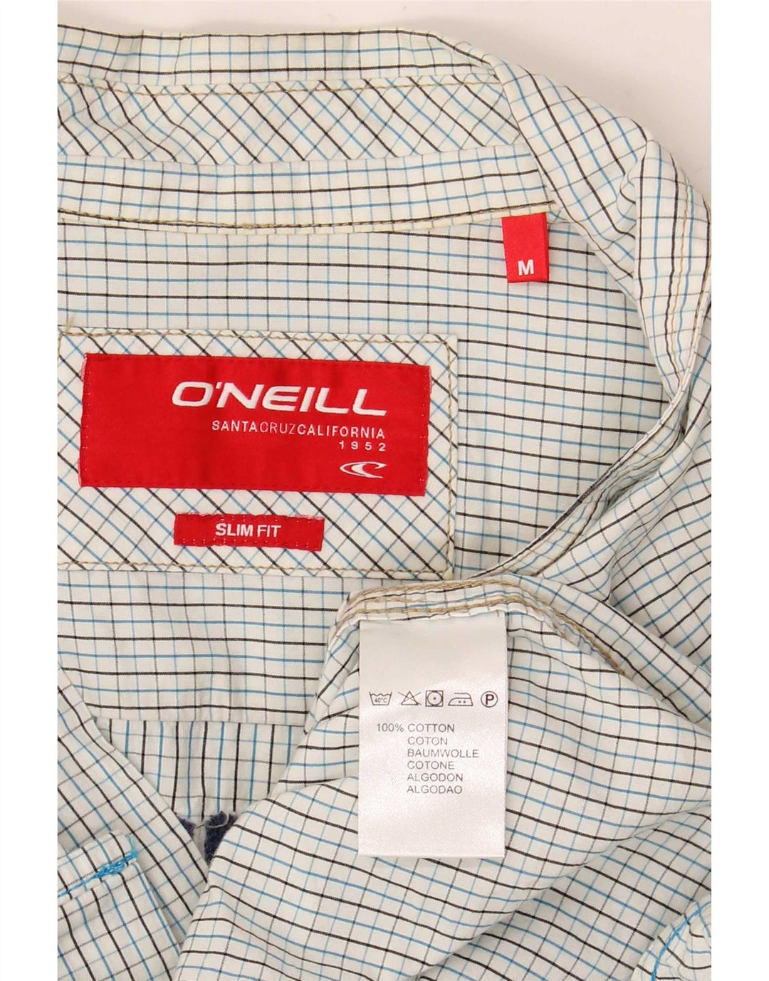 Camicia slim fit grafica da uomo O'Neill in cotone a quadri blu medio