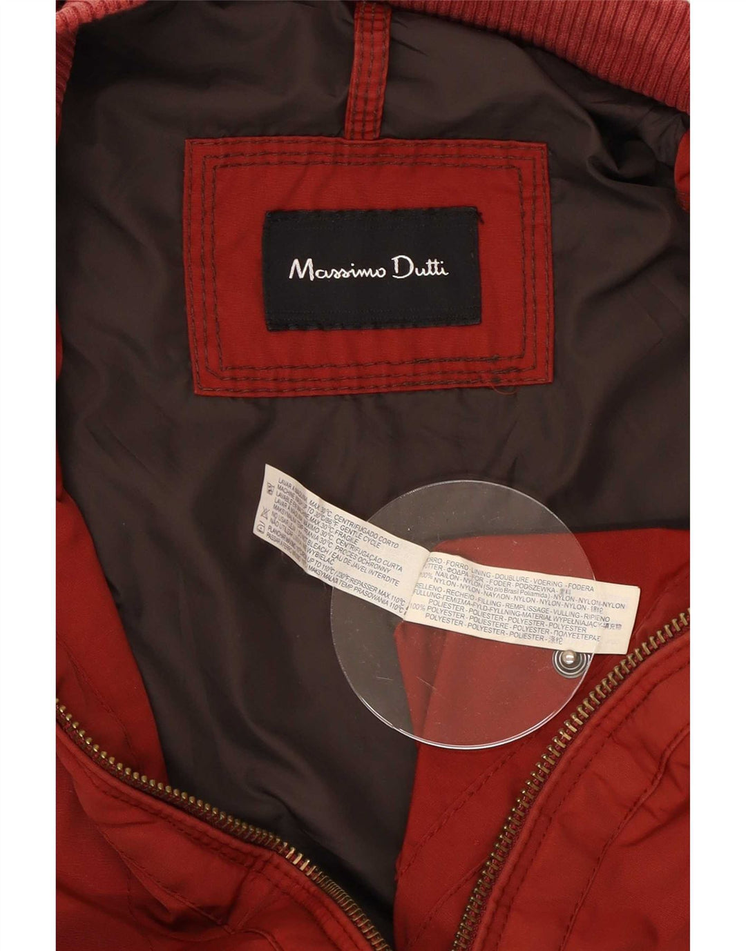 Massimo Dutti Ανδρικό Bomber Jacket UK 40 Large Red Nylon