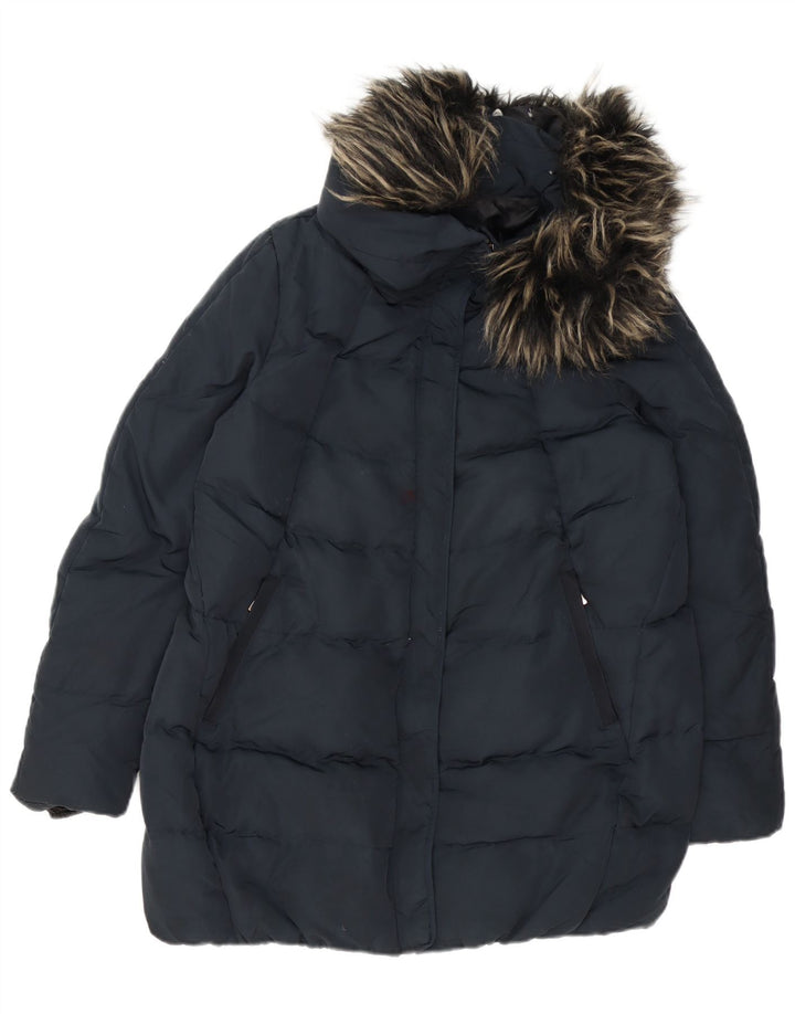 Zara Γυναικείο μπουφάν UK 14 Medium Navy Blue Polyester