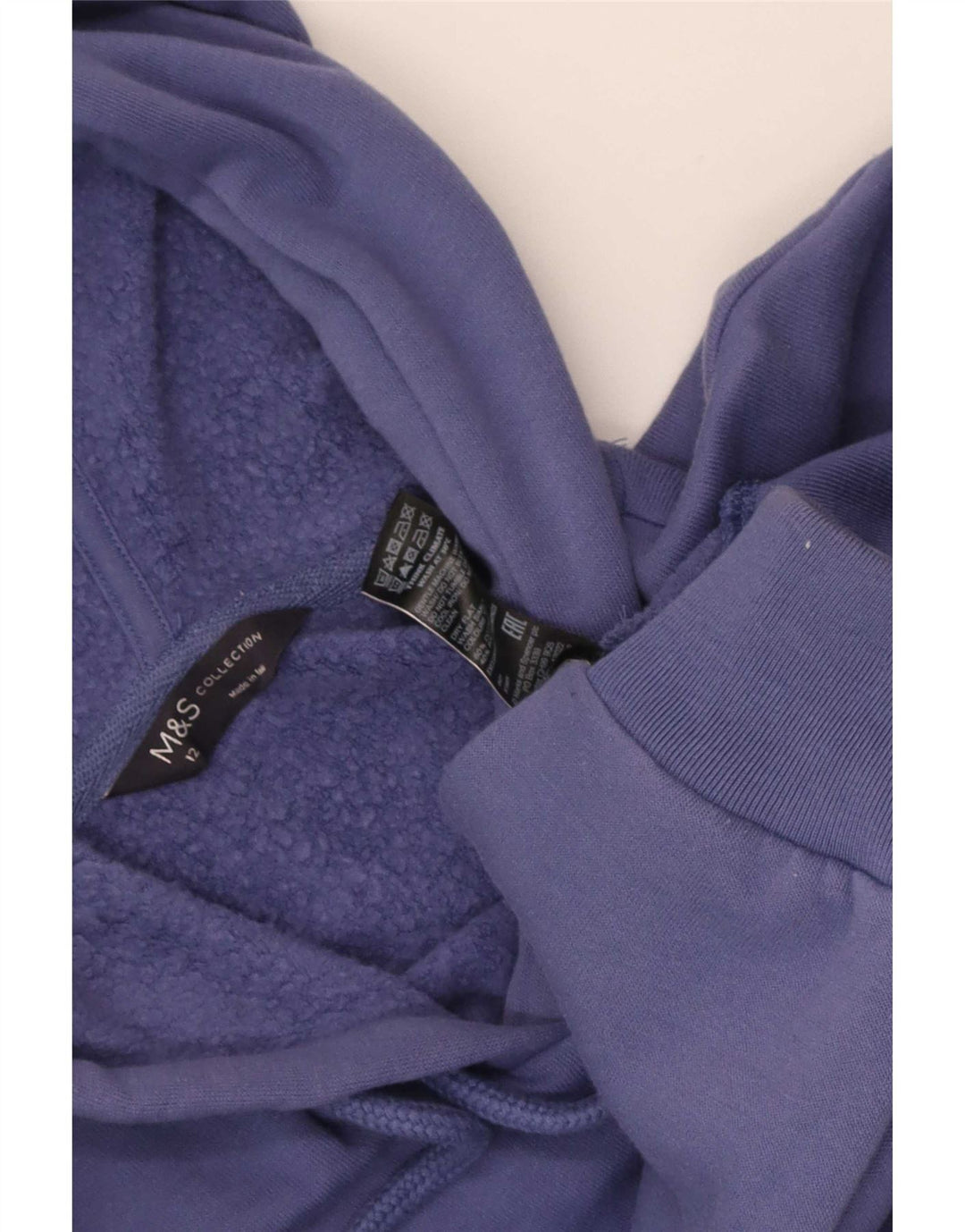 Marks & Spencer Womens Hoodie Jumper UK 12 Medium Blue Cotton