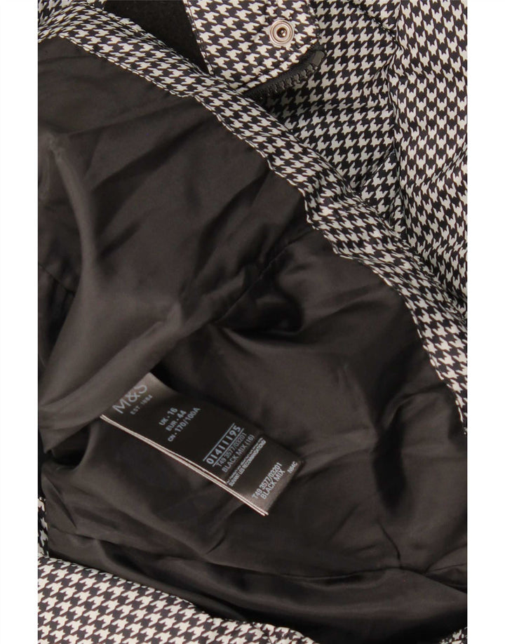 Marks & Spencer Womens Quilted Jacket UK 16 Large Black Houndstooth