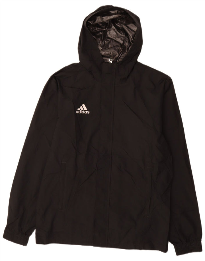Adidas Mens Hooded Rain Jacket UK 36 Small Black Polyester