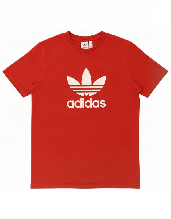 Adidas Mens Graphic T-Shirt Top Grande Algodão Vermelho