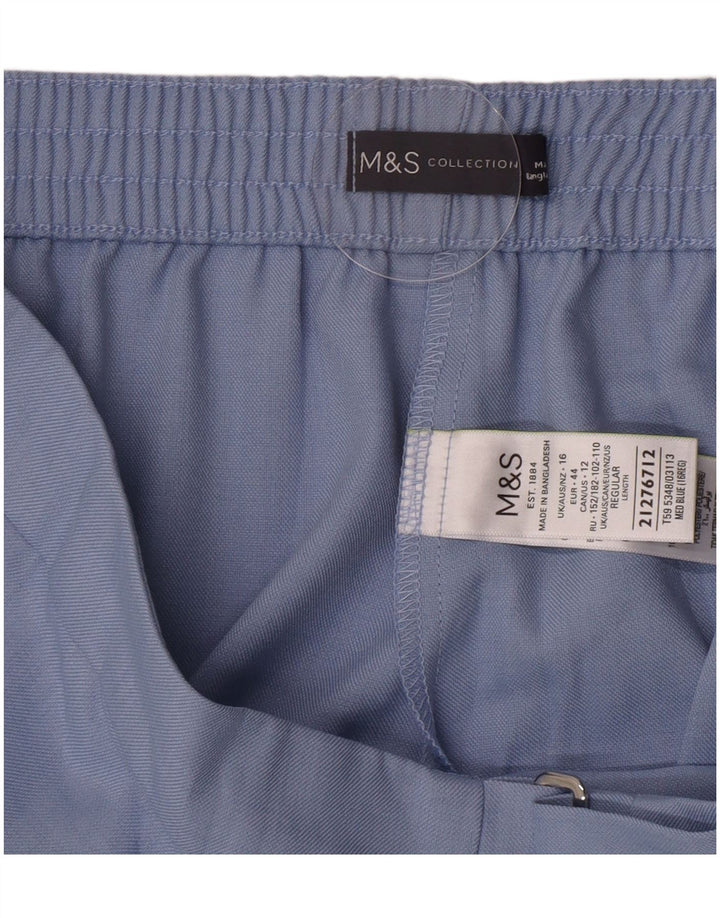 Marks & Spencer Womens Regular Fit Trousers UK 16 Large W34 L28 Blue