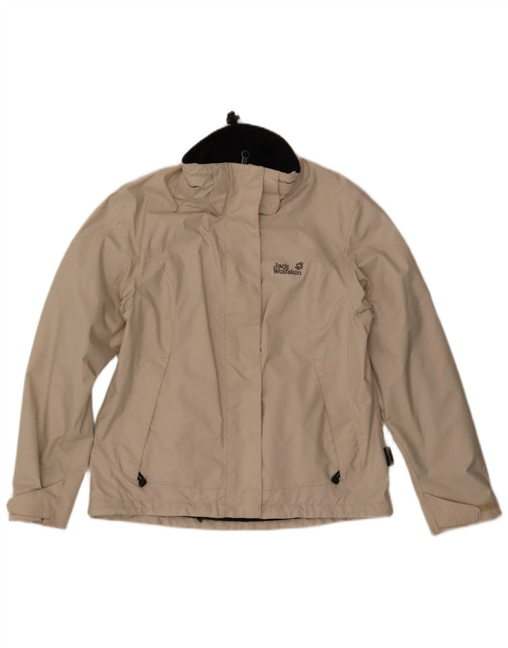 JACK WOLFSKIN Womens Rain Jacket UK 12 Medium  Beige Polyester