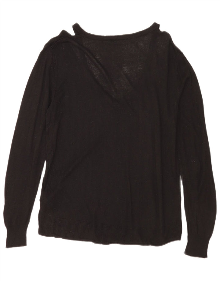 Zara Womens V-Neck Jumper Sweater UK 14 Medium Black Viscose