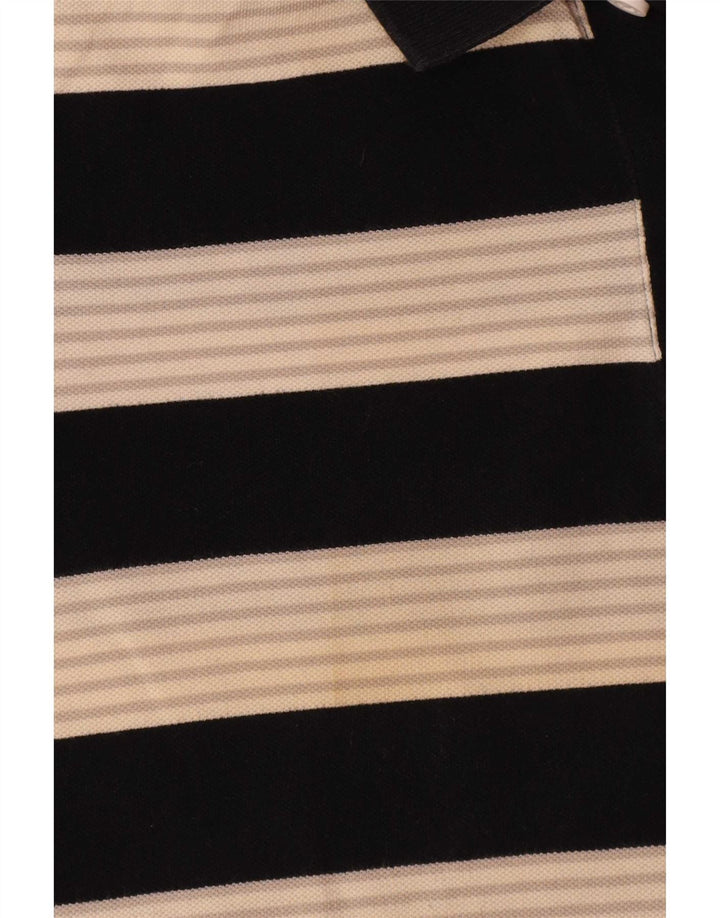Puma Mens Polo Shirt Medium Black Striped Cotton