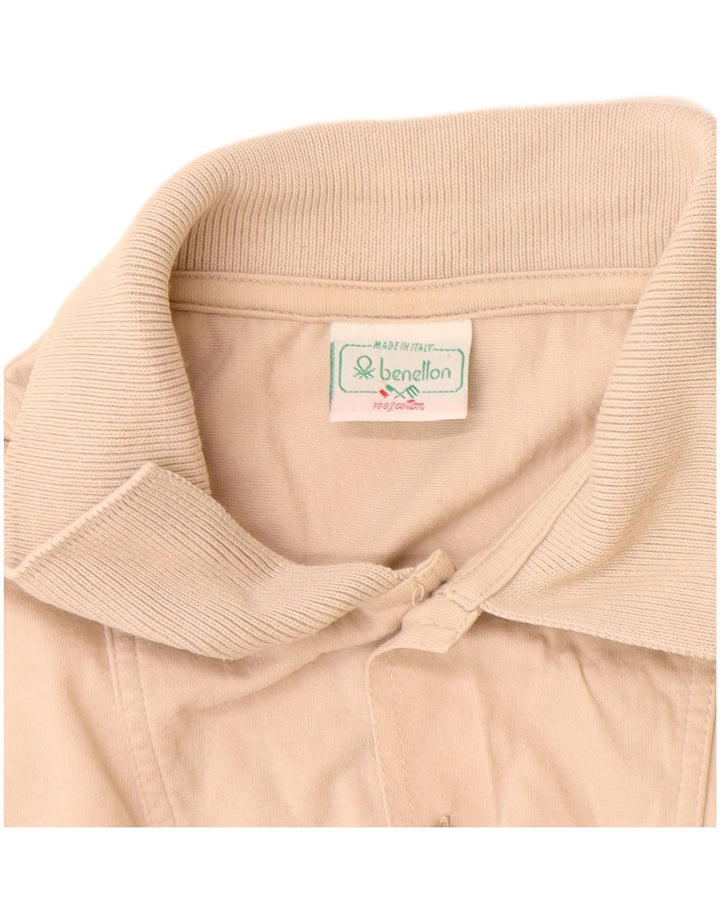 BENETTON Mens Polo Shirt Medium Beige Cotton