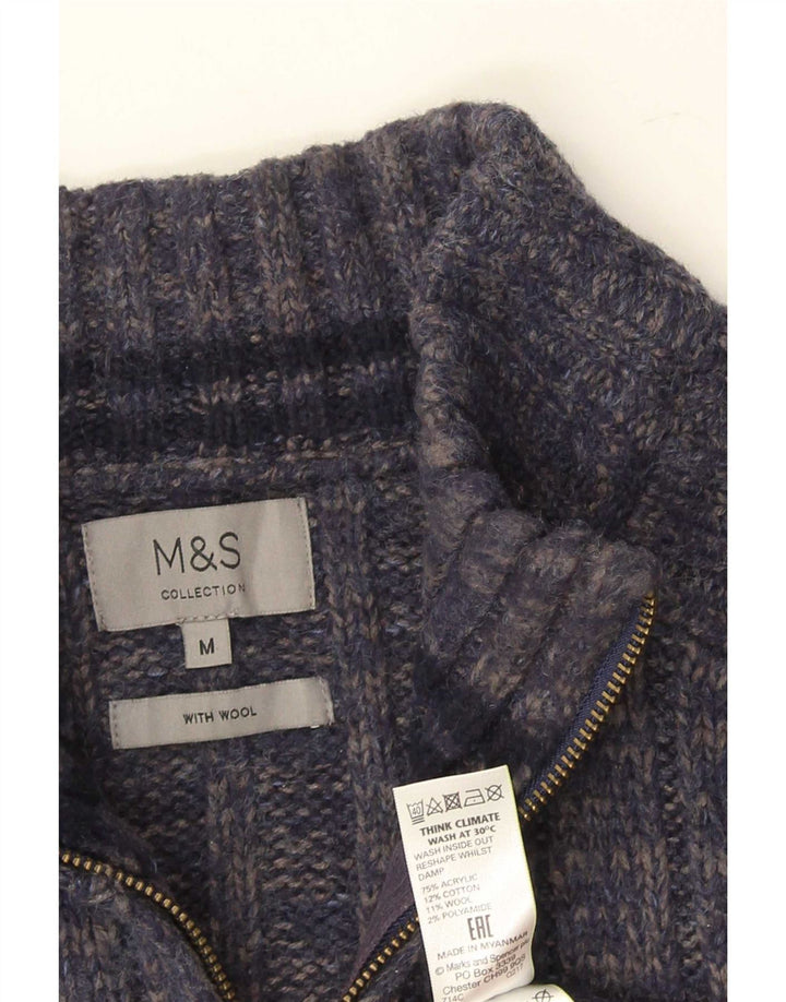 Marks & Spencer Pull col zippé pour homme Bleu marine moucheté