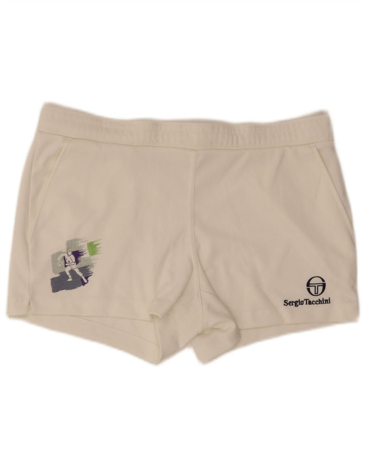 Pantaloncini sportivi grafici da uomo Sergio Tacchini EU 48 Poliestere bianco medio