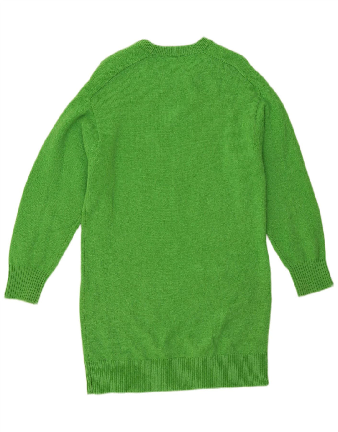 MASSIMO DUTTI Womens Longline Crew Neck Jumper Sweater UK 14 Medium Green