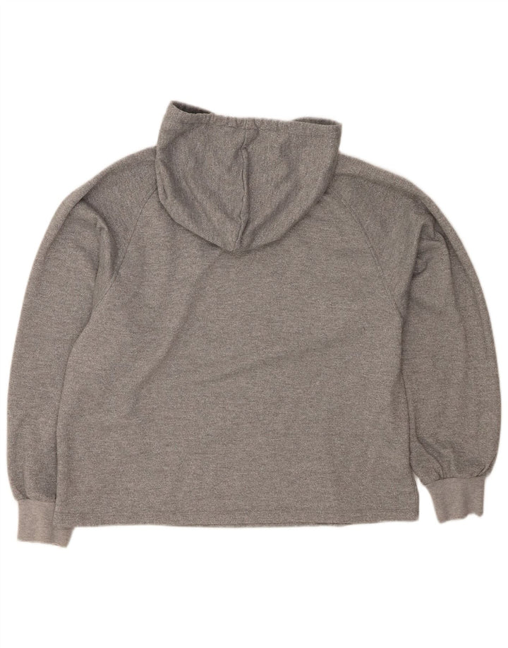 DKNY Womens Graphic Oversized Hoodie Jumper UK 14 Medium Grey Polyester