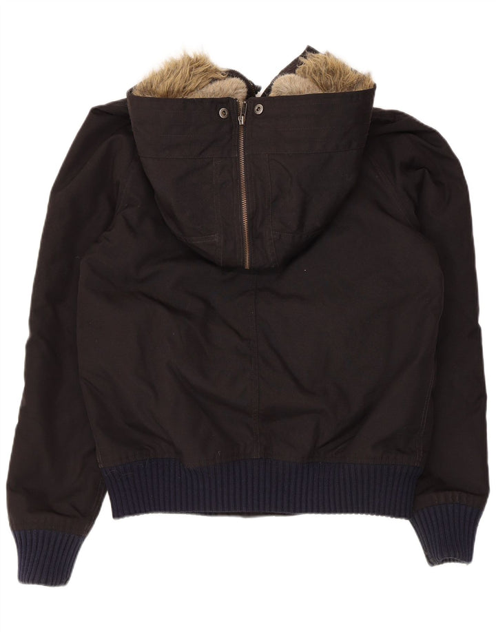 Woolrich Womens Hooded Bomber Padded Jacket UK 14 Large Black Nylon