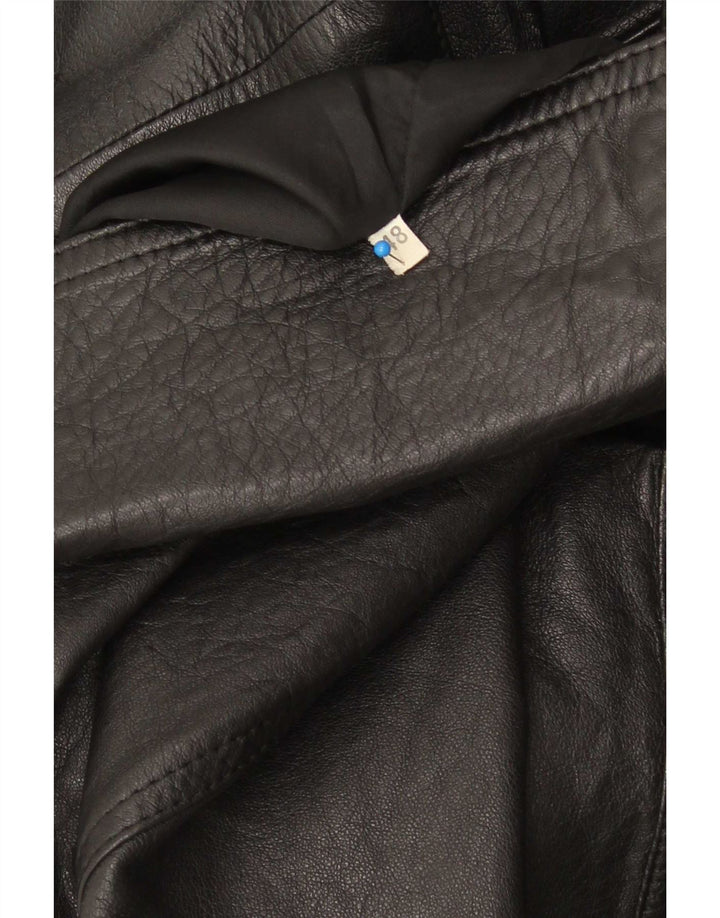 Vintage hombres doble pecho cuero abrigo IT 48 medio negro